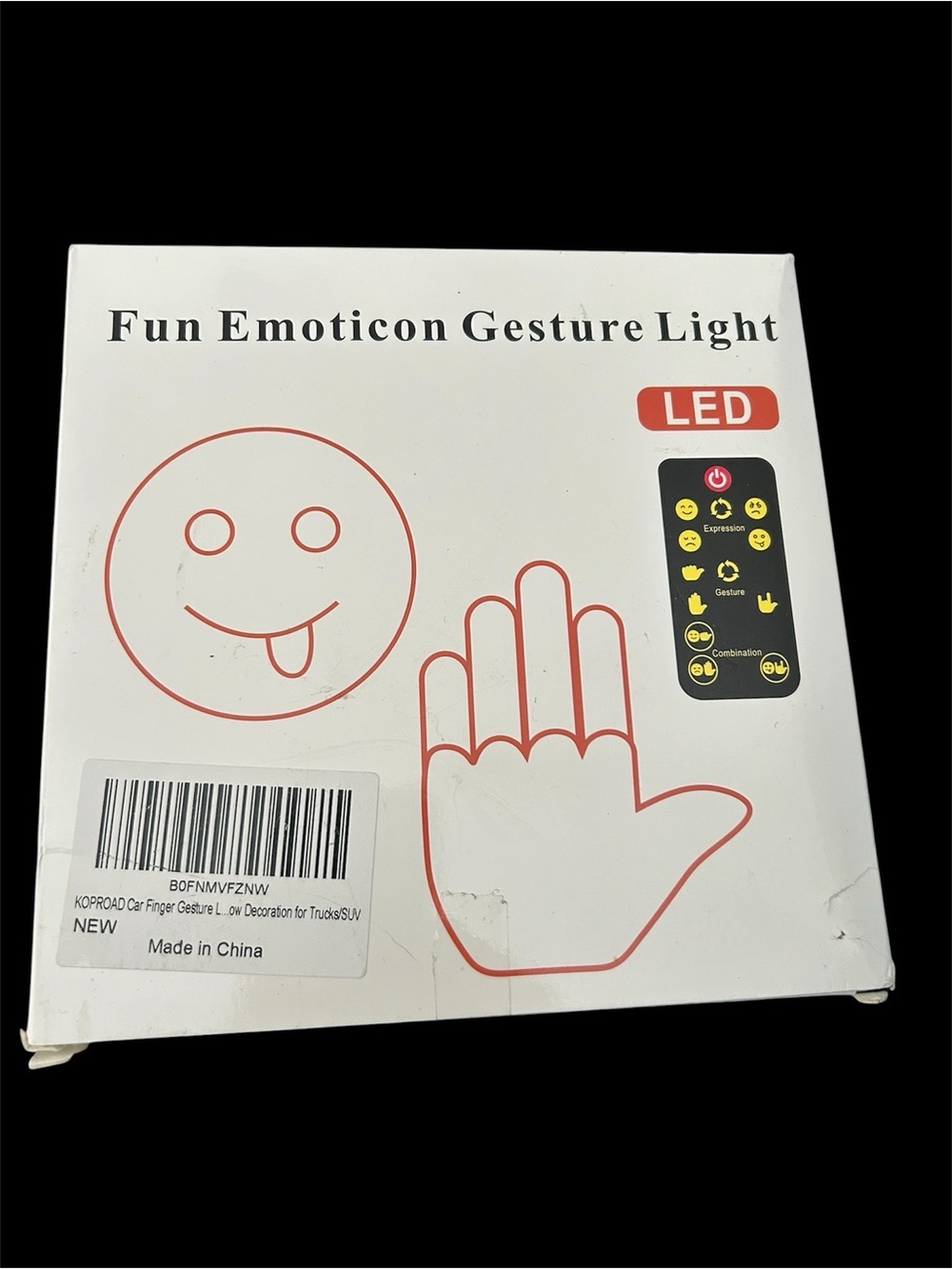 Fun Emoticon Gesture LED Car Light • Remote‑Controlled • New in Box - Picture 5 of 7
